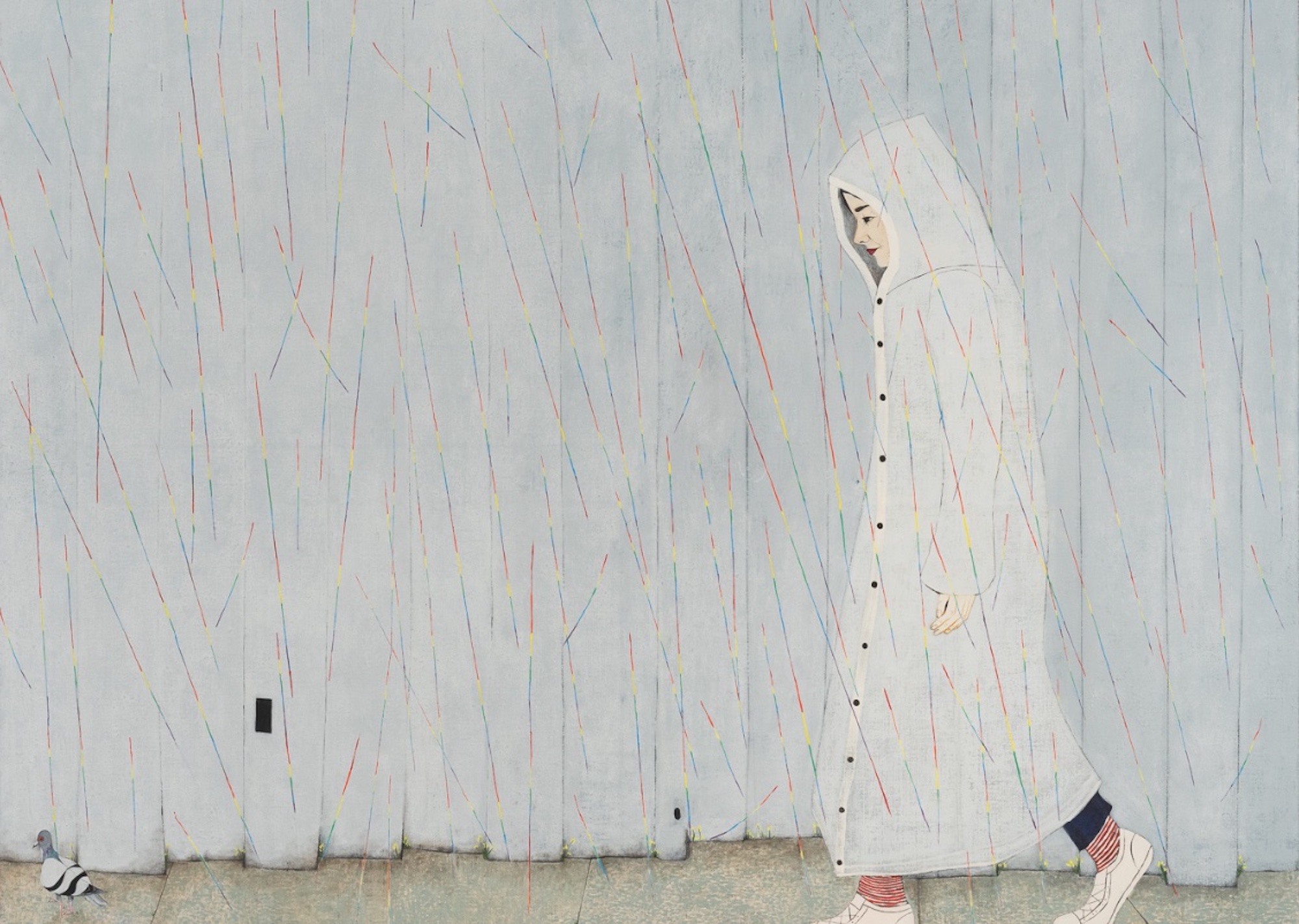 "Walking in rainbow rain" Clare Rojas, 2021