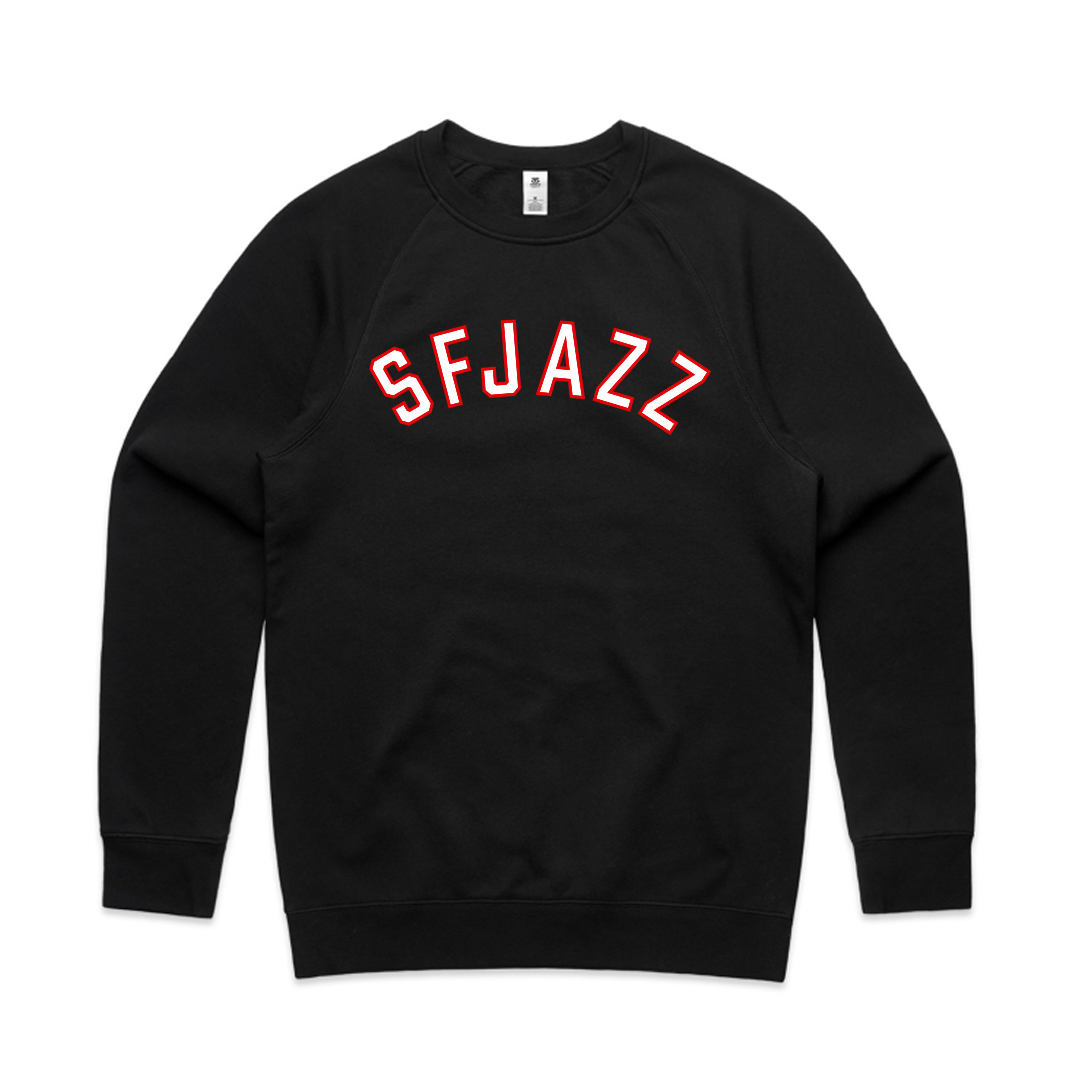 Varsity style SFJAZZ crew neck (black) Varsity style SFJAZZ crew neck (black)