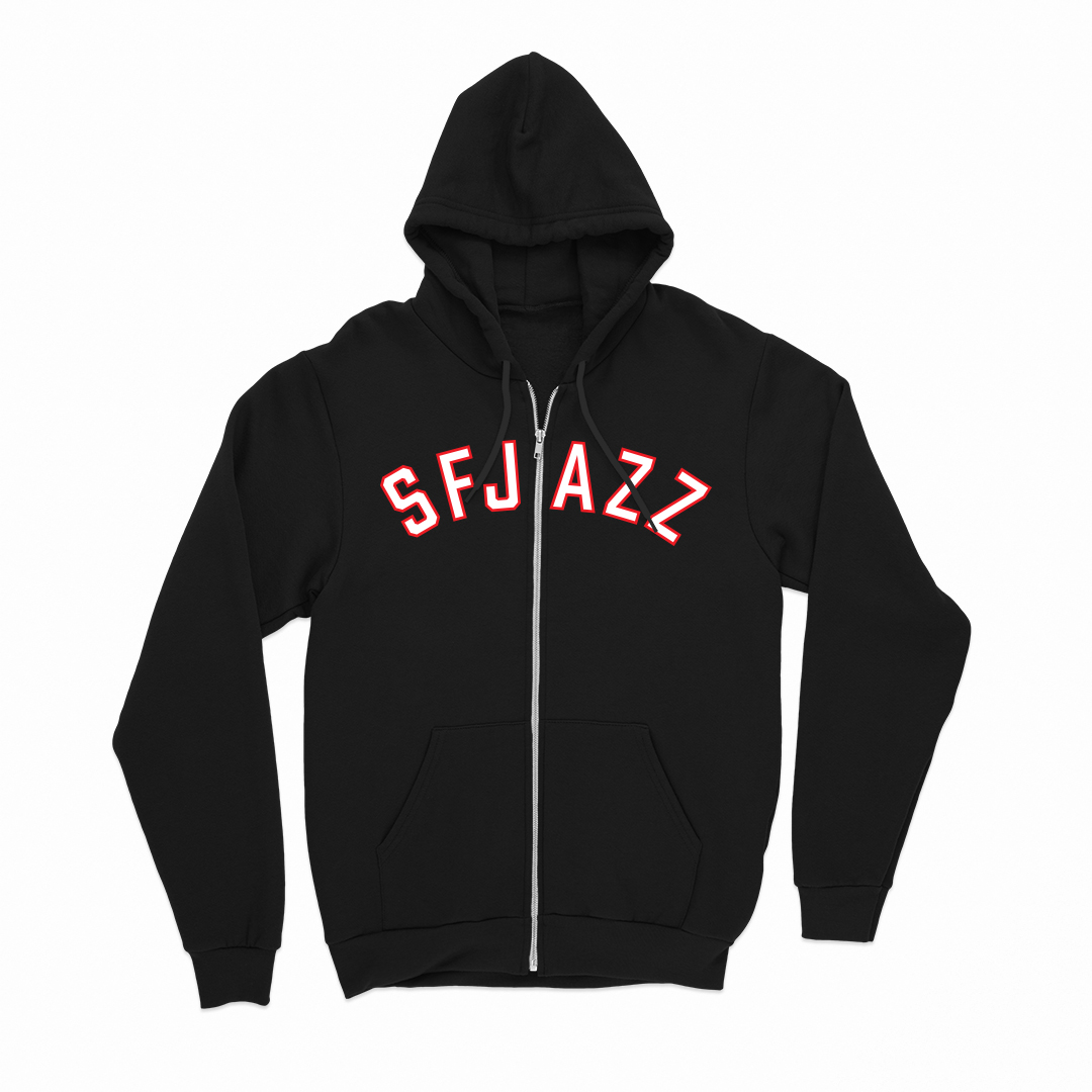 Varsity-Style SFJAZZ Zip-Up Hoodie (Black) Varsity-Style SFJAZZ Zip-Up Hoodie (Black)