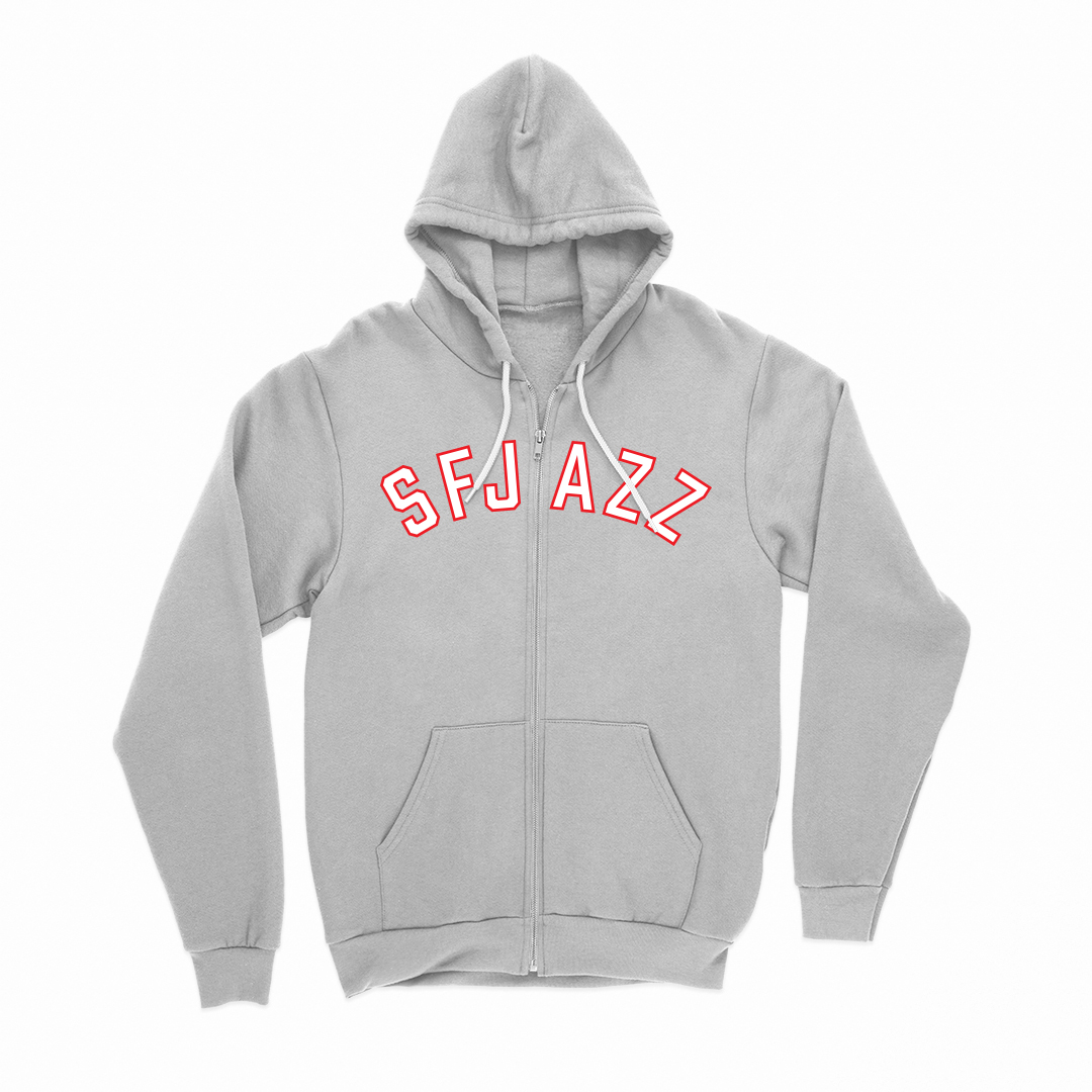 Varsity-Style SFJAZZ Zip-Up Hoodie (Grey) Varsity-Style SFJAZZ Zip-Up Hoodie (Grey)